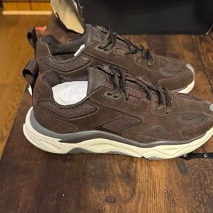 Steve Madden Men's Brown Suede Athletic Sneakers with White Sole